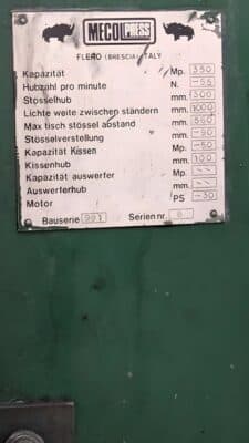 Sıcak Dövme Presi Mecolpress SEO 35 - 350 ton (Fotoğraf 2)