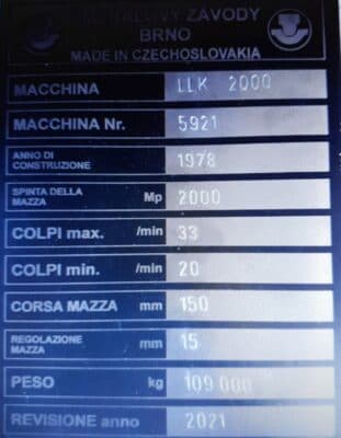 Mafsallı Pres Smeral LLK 2000 - 2000 ton (Fotoğraf 4)